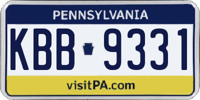 PA license plate KBB9331