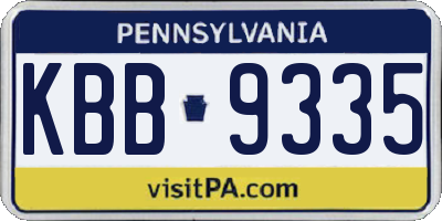 PA license plate KBB9335