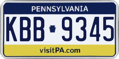 PA license plate KBB9345