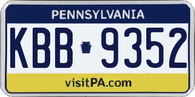 PA license plate KBB9352