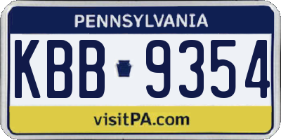 PA license plate KBB9354