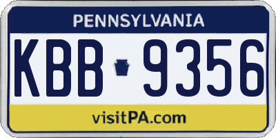 PA license plate KBB9356