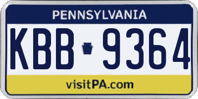 PA license plate KBB9364