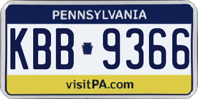 PA license plate KBB9366