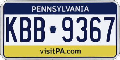 PA license plate KBB9367