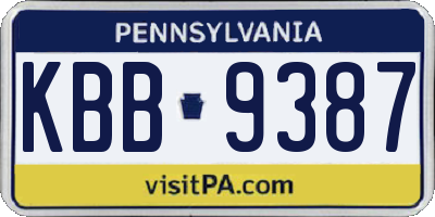 PA license plate KBB9387