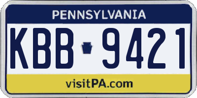 PA license plate KBB9421