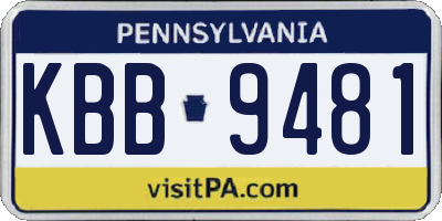 PA license plate KBB9481