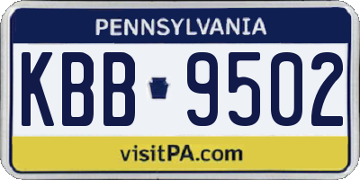 PA license plate KBB9502