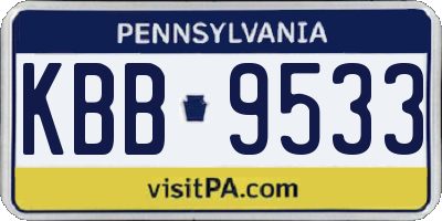 PA license plate KBB9533