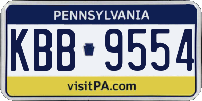 PA license plate KBB9554