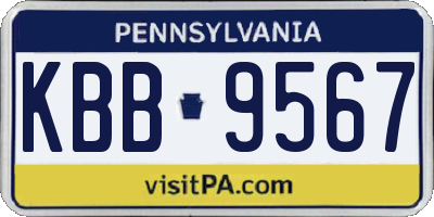 PA license plate KBB9567