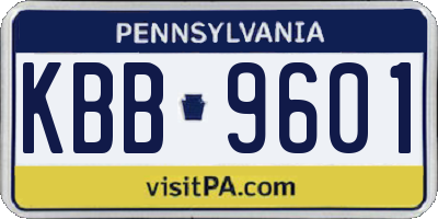PA license plate KBB9601