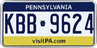 PA license plate KBB9624