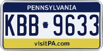 PA license plate KBB9633