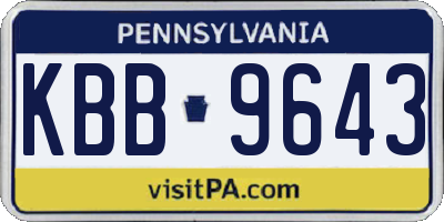 PA license plate KBB9643