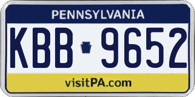 PA license plate KBB9652