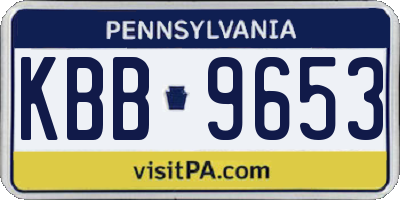 PA license plate KBB9653