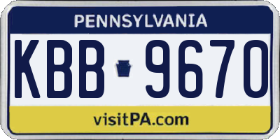 PA license plate KBB9670