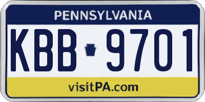 PA license plate KBB9701