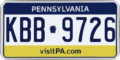 PA license plate KBB9726
