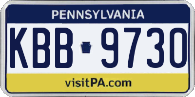 PA license plate KBB9730