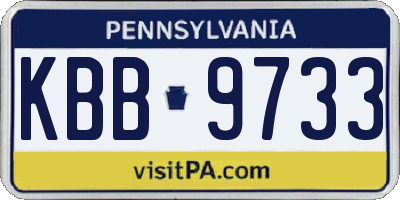 PA license plate KBB9733