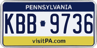 PA license plate KBB9736