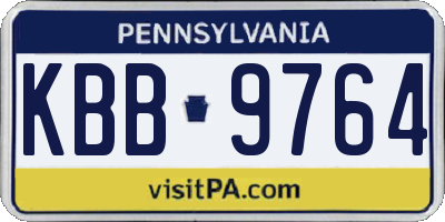 PA license plate KBB9764