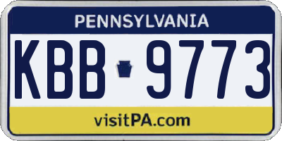 PA license plate KBB9773