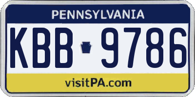 PA license plate KBB9786