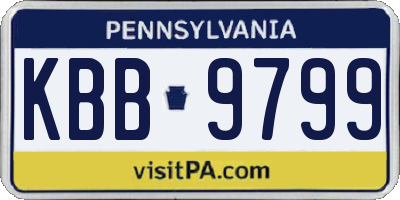 PA license plate KBB9799
