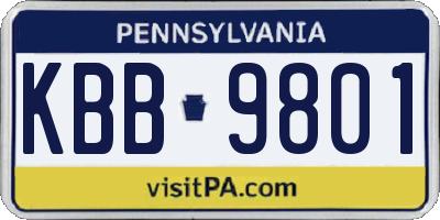 PA license plate KBB9801