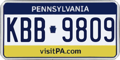PA license plate KBB9809