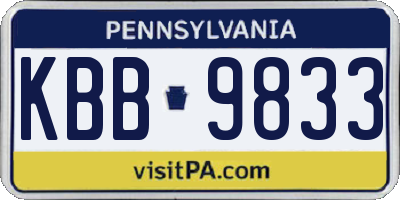 PA license plate KBB9833
