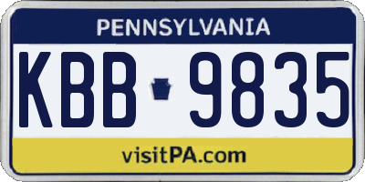 PA license plate KBB9835