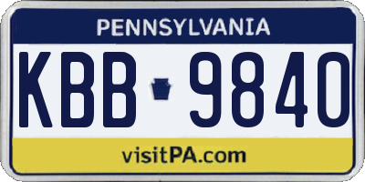 PA license plate KBB9840
