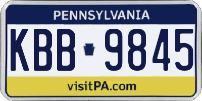 PA license plate KBB9845