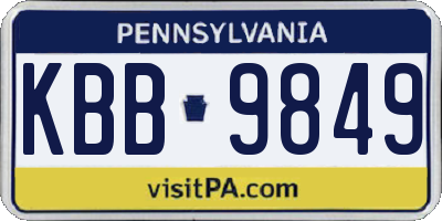 PA license plate KBB9849