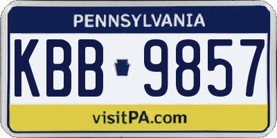 PA license plate KBB9857