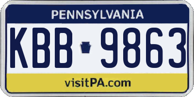 PA license plate KBB9863