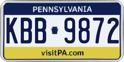 PA license plate KBB9872