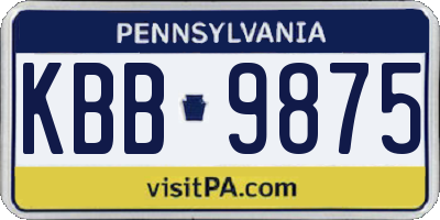 PA license plate KBB9875