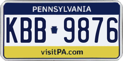 PA license plate KBB9876