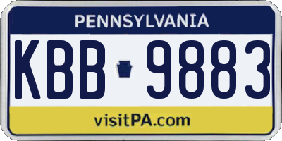PA license plate KBB9883