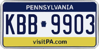 PA license plate KBB9903