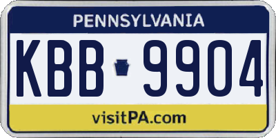 PA license plate KBB9904