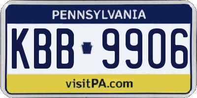 PA license plate KBB9906