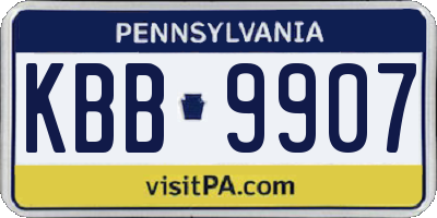 PA license plate KBB9907