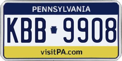 PA license plate KBB9908
